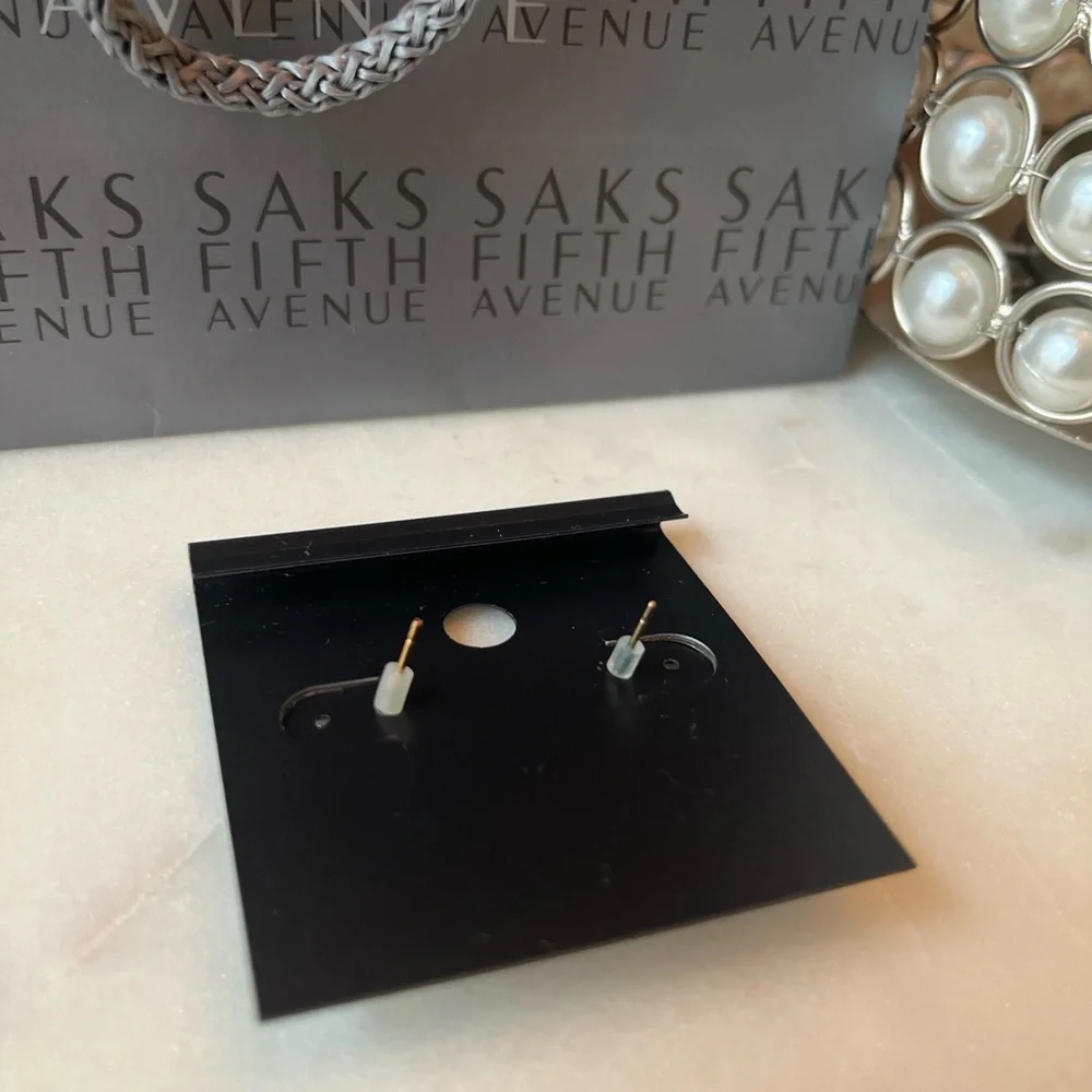 Saks Fifth Avenue Rhinestones Gold Bow Teardrop Earrings (NWOT) w/Saks Gift Bag - Picture 6 of 8